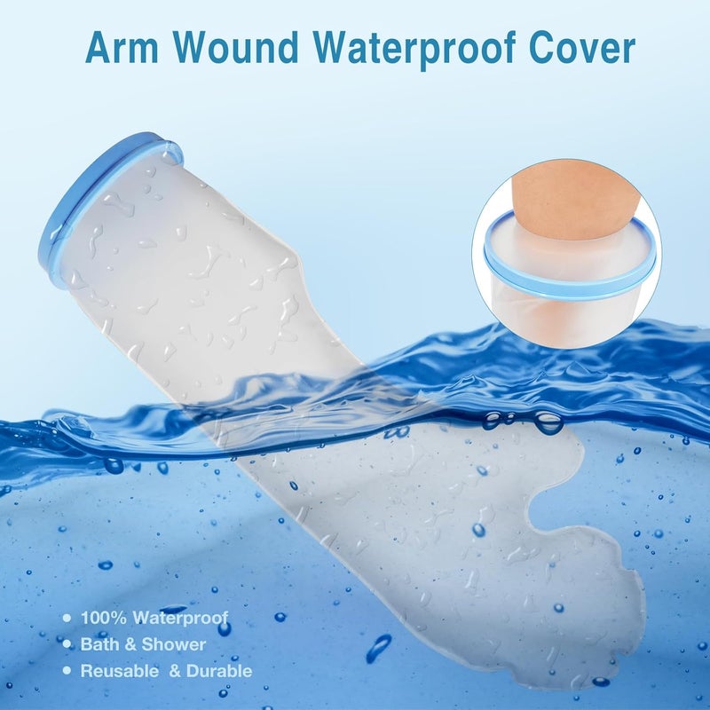 Qinaoco Waterproof Cast Cover Arm Kids, Teen Short Arm Cast Protector for Shower, Shower Sleeve for Arm Cast Bag, Arm Cover for Showering After Surgery Comfortable Watertight Seal Reusable - Image 2